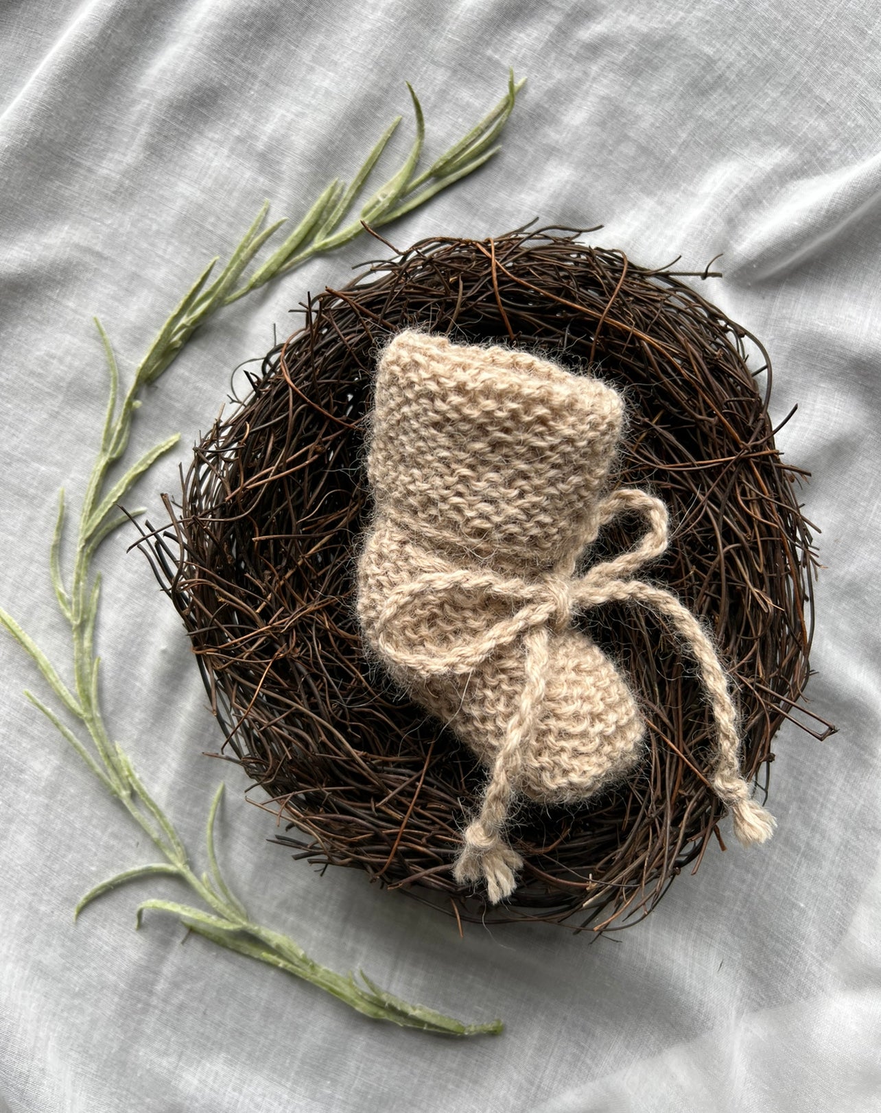 Stormy Knitted Booties 'Oatmeal'