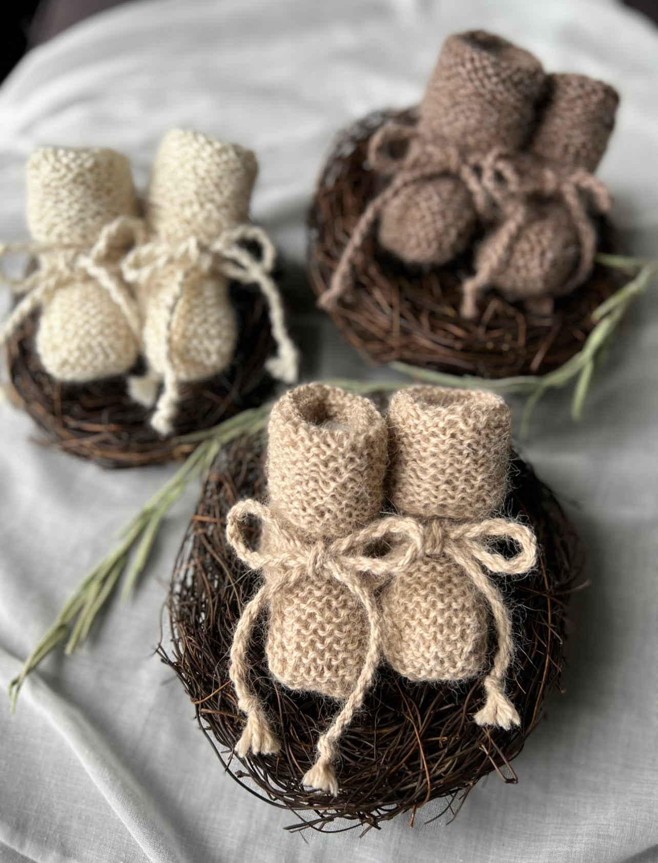 Stormy Knitted Booties 'Oatmeal'