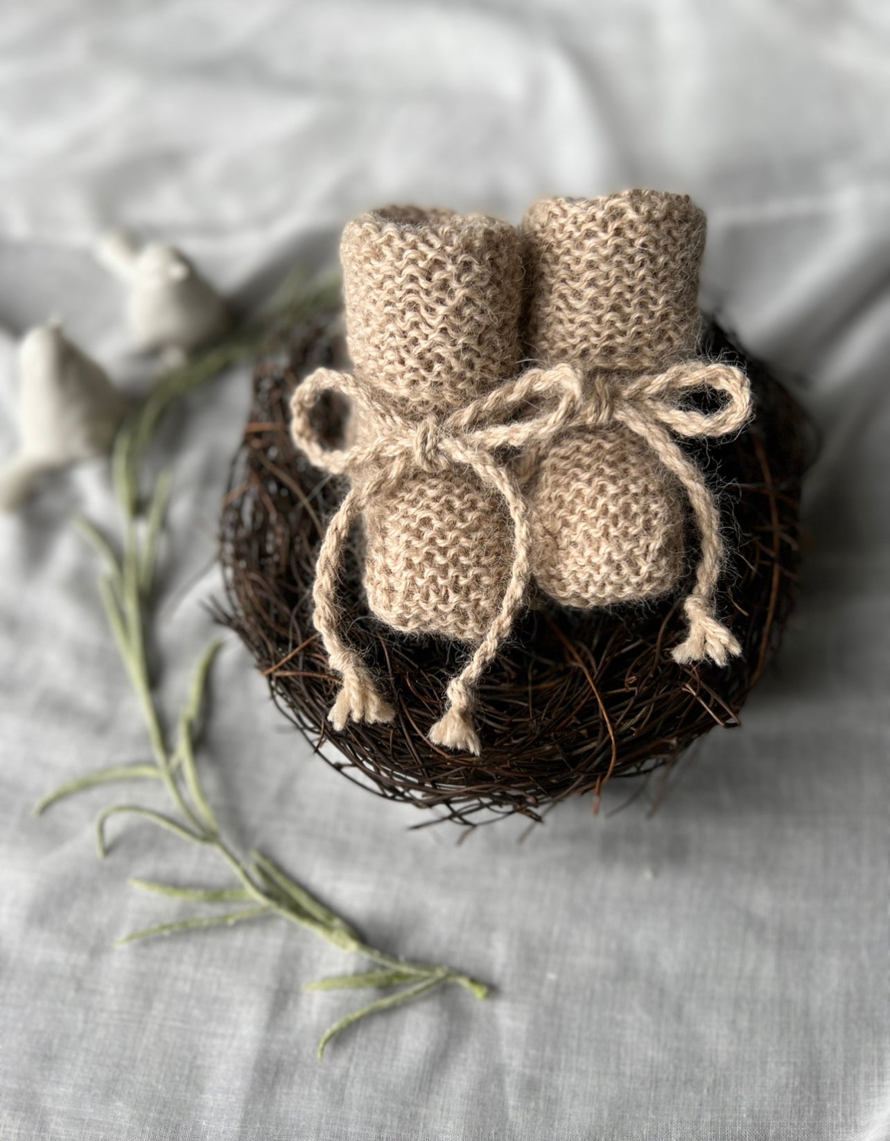 Stormy Knitted Booties 'Oatmeal'